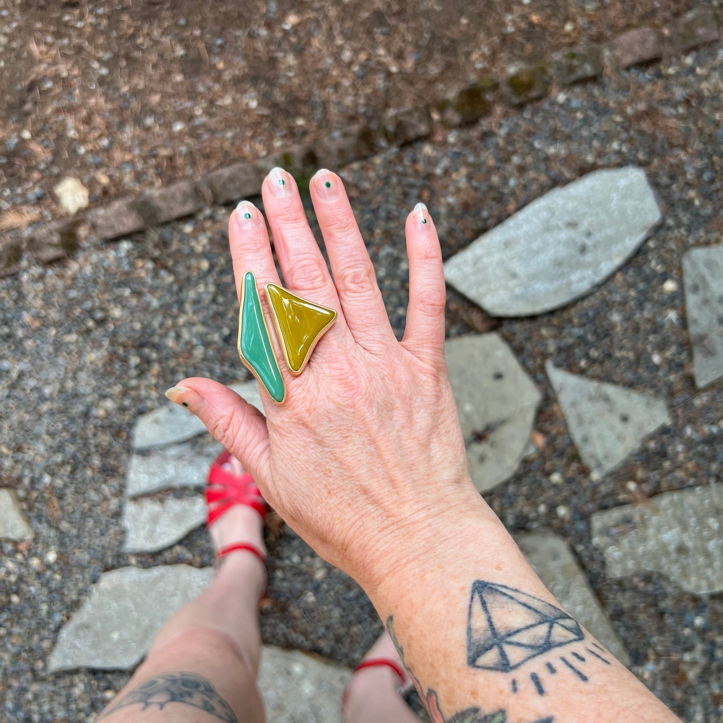 Glass & Brass Retro Split Ring