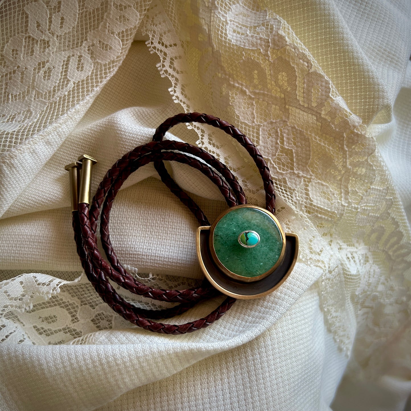 Aventurine & Treasure Mountain Turquoise Bolo