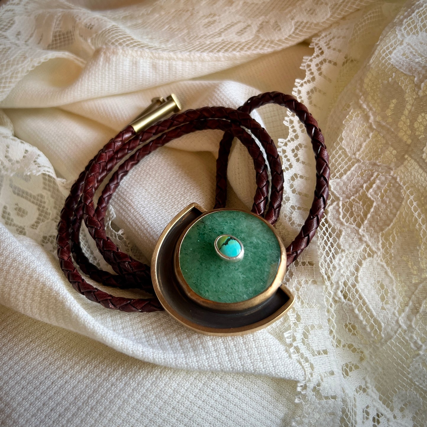 Aventurine & Treasure Mountain Turquoise Bolo
