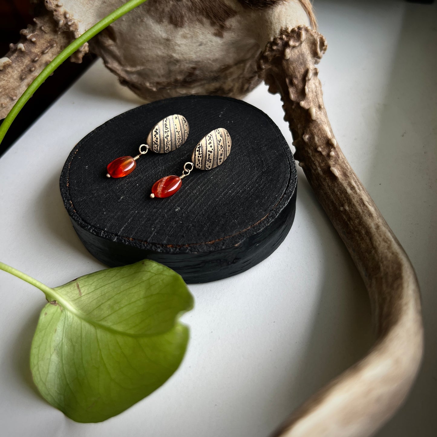 Carnelian Stripe Studs