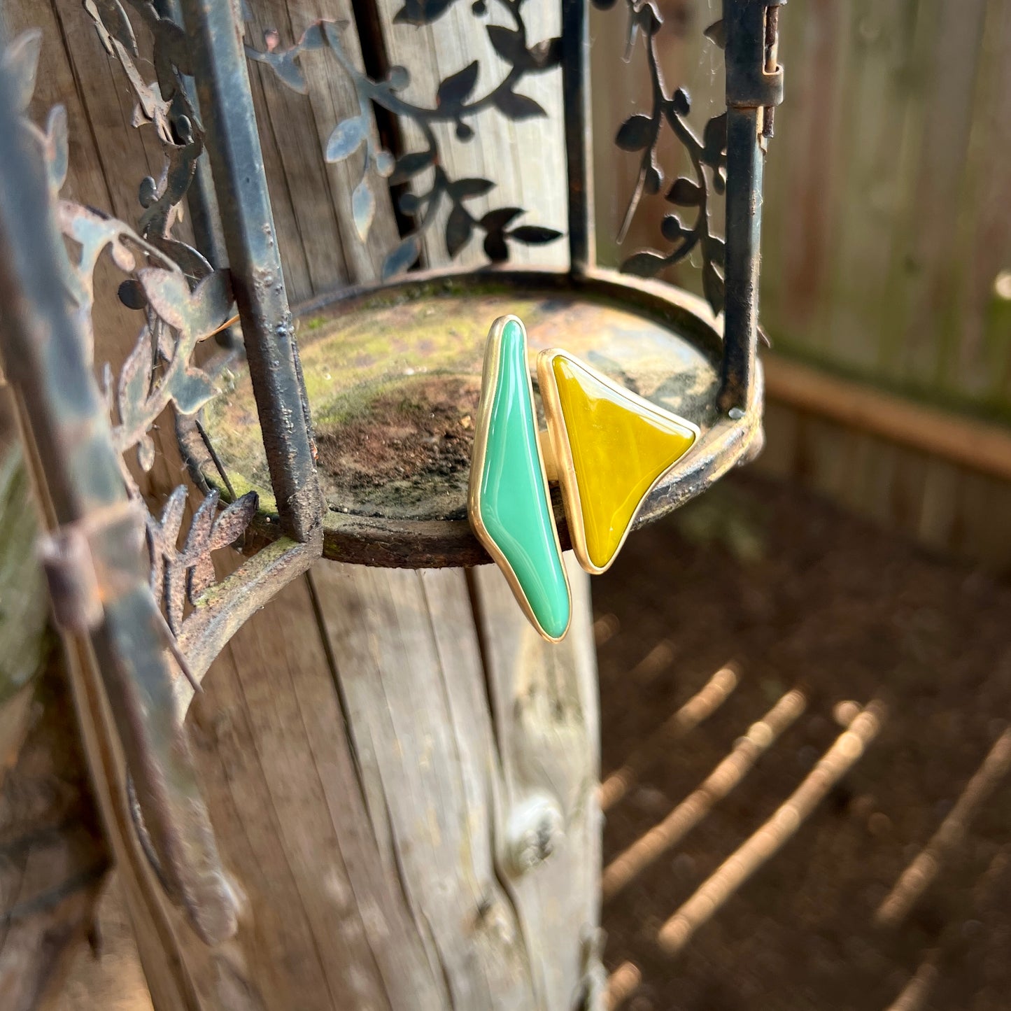 Glass & Brass Retro Split Ring