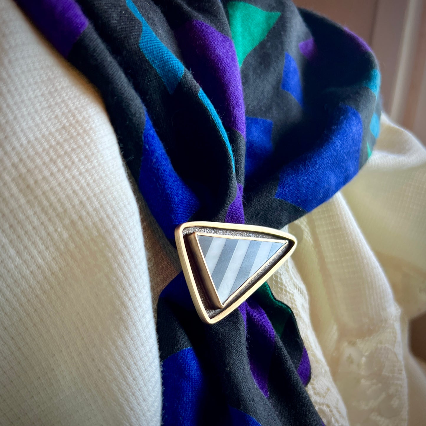 Porcelain Striped Scarf Slide