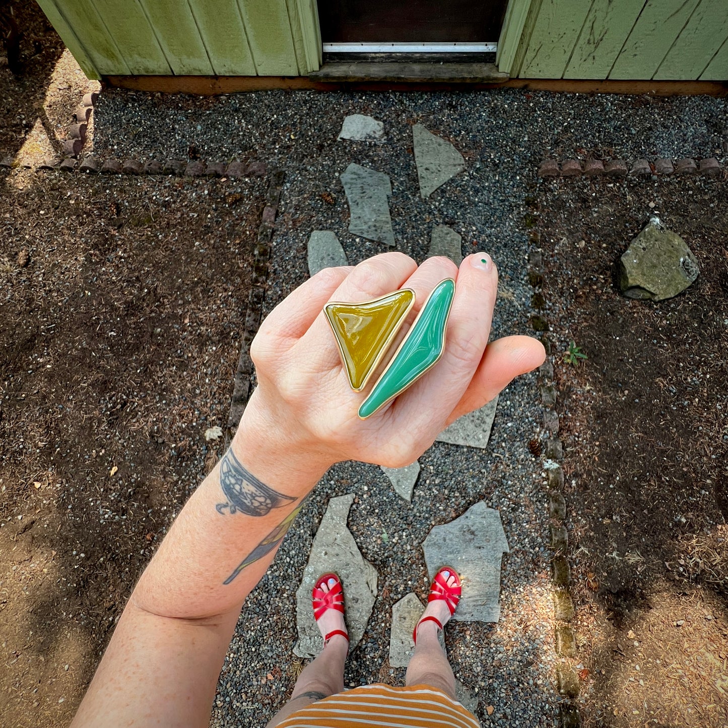 Glass & Brass Retro Split Ring