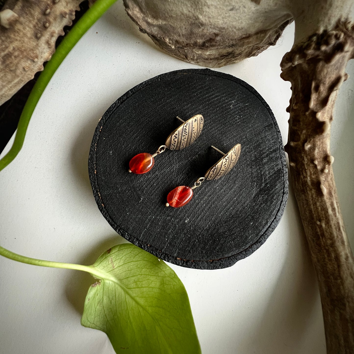Carnelian Stripe Studs