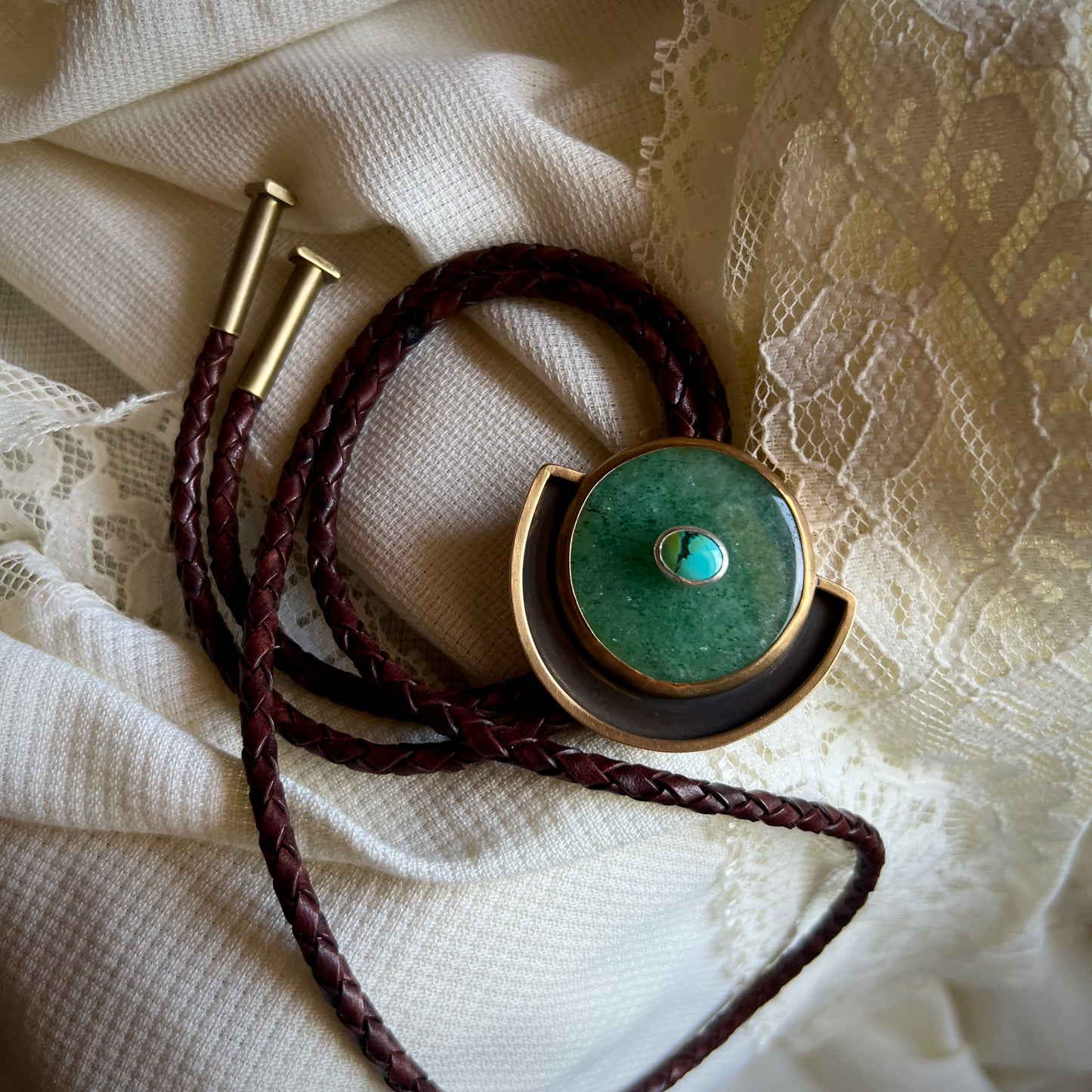 Aventurine & Treasure Mountain Turquoise Bolo