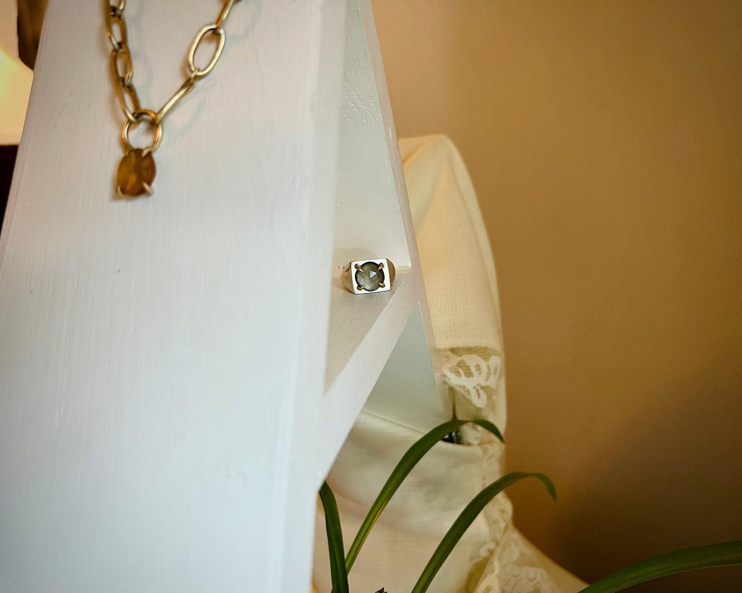 Grey Moonstone Prong Signet