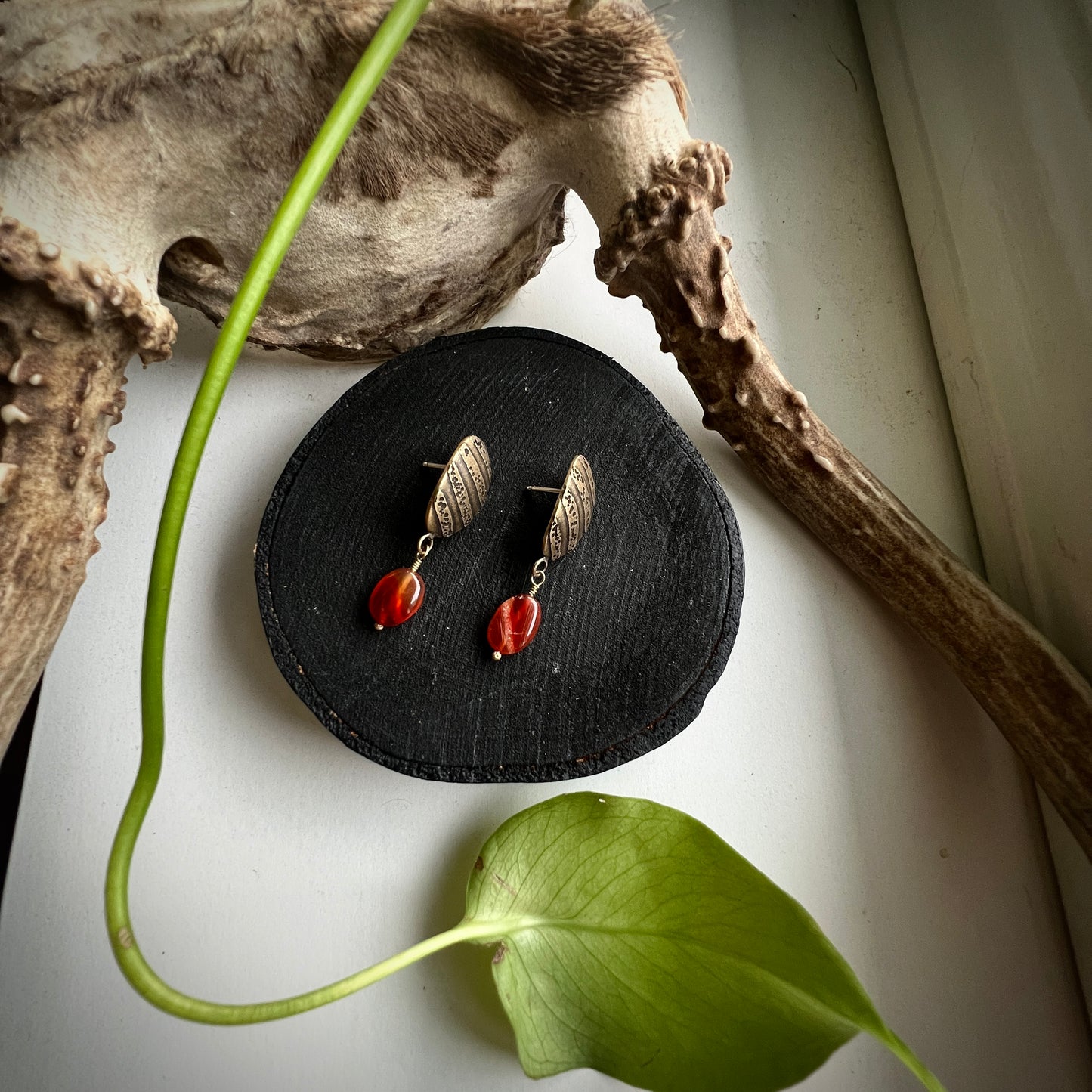 Carnelian Stripe Studs