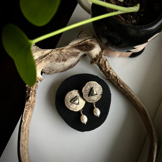 Pyrite Lily Studs