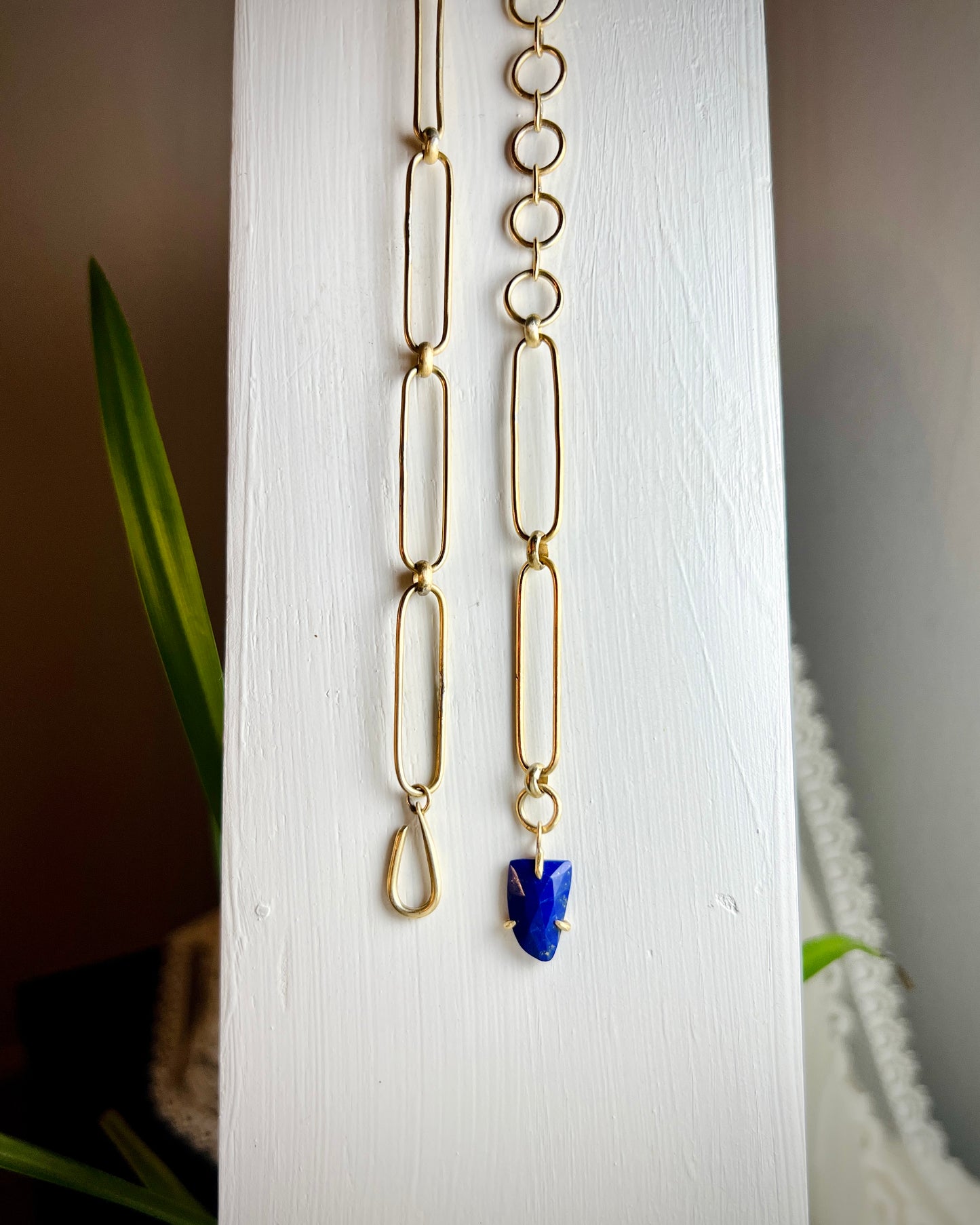 Asymmetric Lapis Prong Pendant
