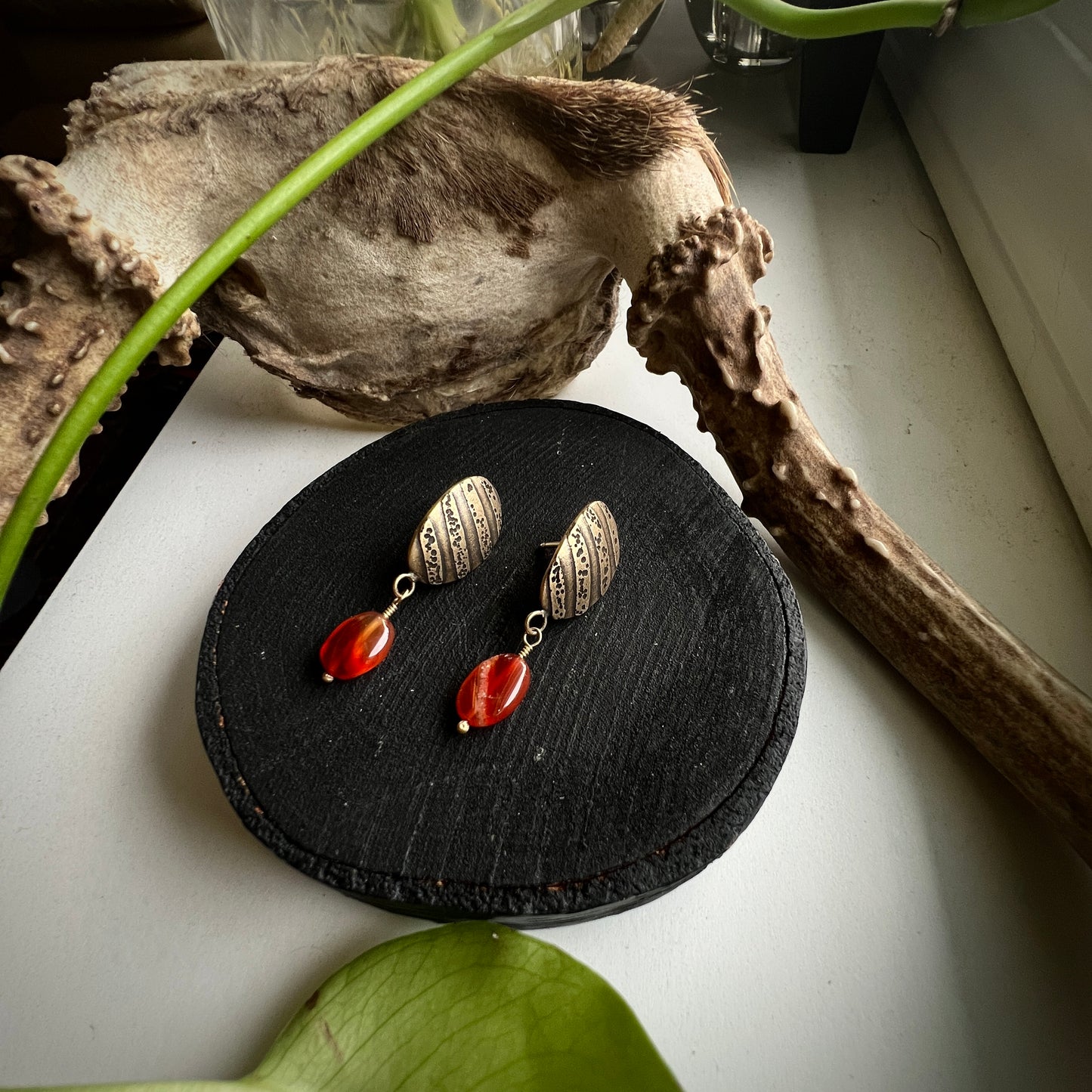 Carnelian Stripe Studs