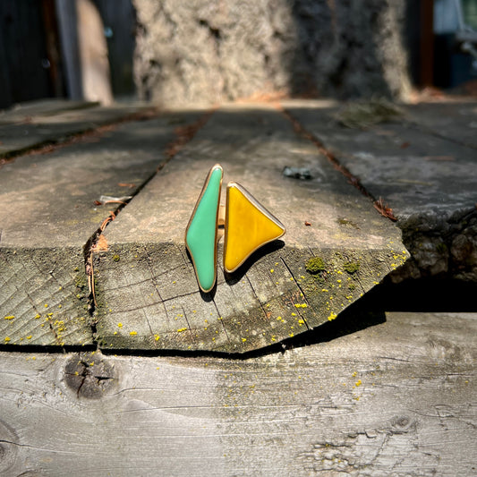Glass & Brass Retro Split Ring