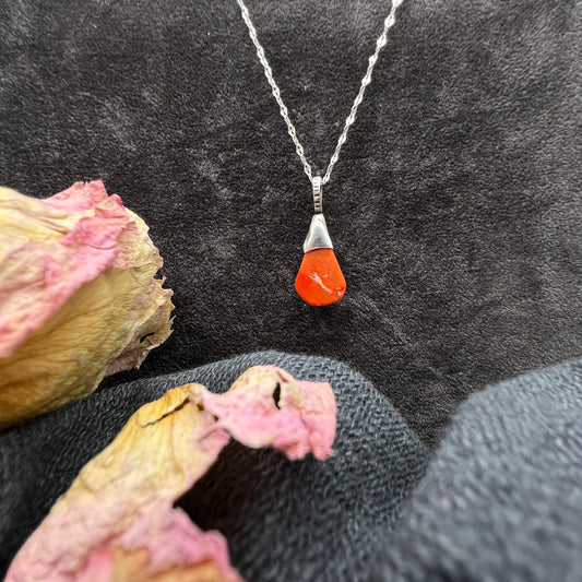 Capped Red Coral Pendant