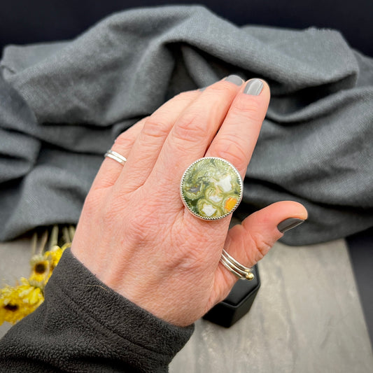 Rainforest Jasper Round Ring